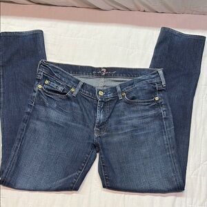 7 For All Mankind Roxanne Straight Leg Jeans Classic Blue Stretch Denim